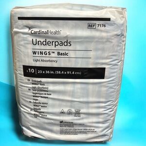 CARDINAL HEALTH 10pk Underpads Wings Basics Light Absorbency New in Package